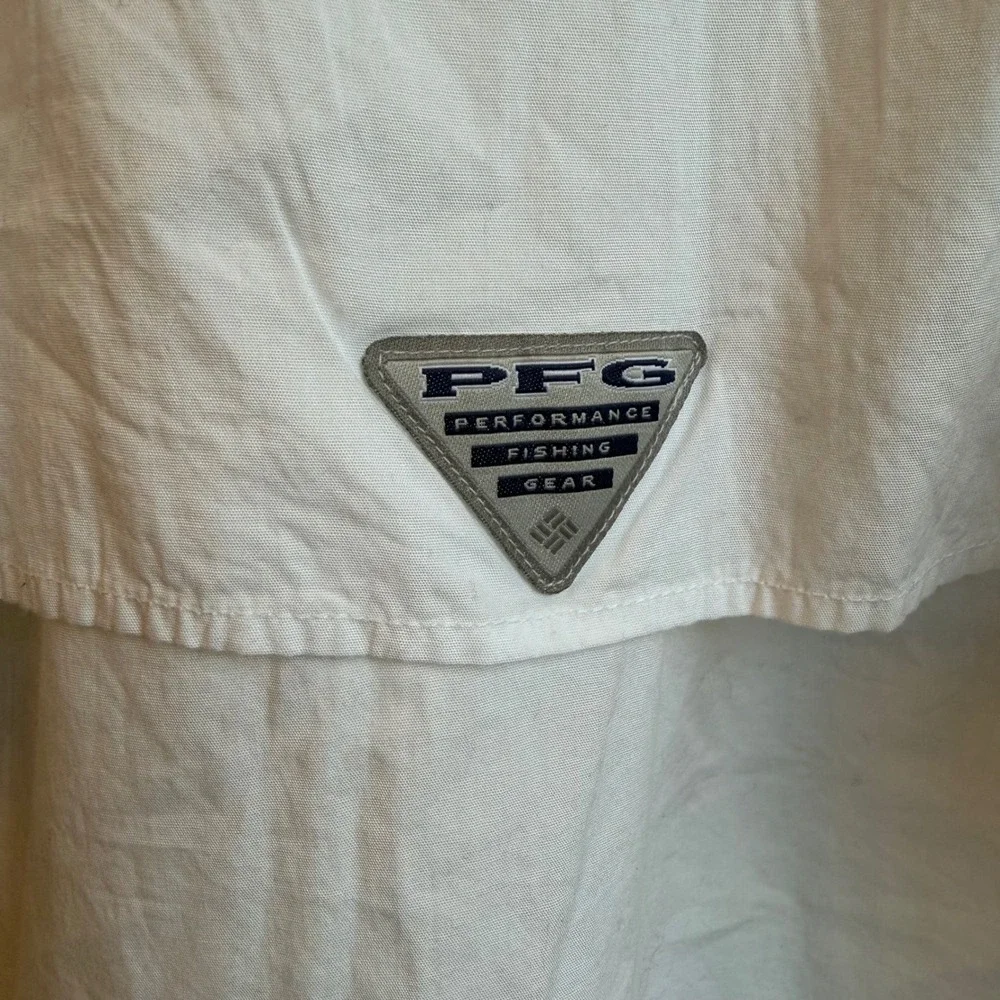 Columbia PFG Bonehead Fishing Shirt Mens Large White Short Sleeve Vented
